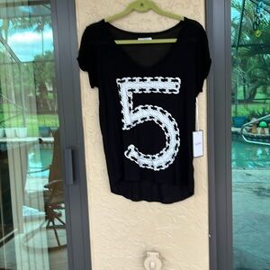 Lauren Moshi BNWT dynamite v neck T shirt short sleeve, number 5